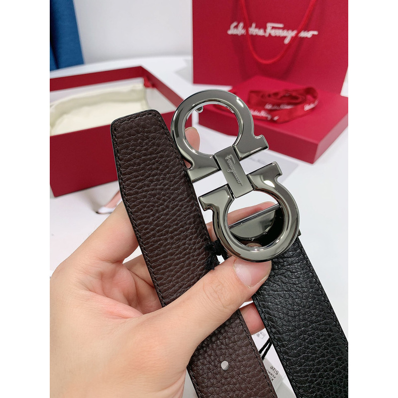 Ferragamo Salvatore Dark Grey Logo Belts