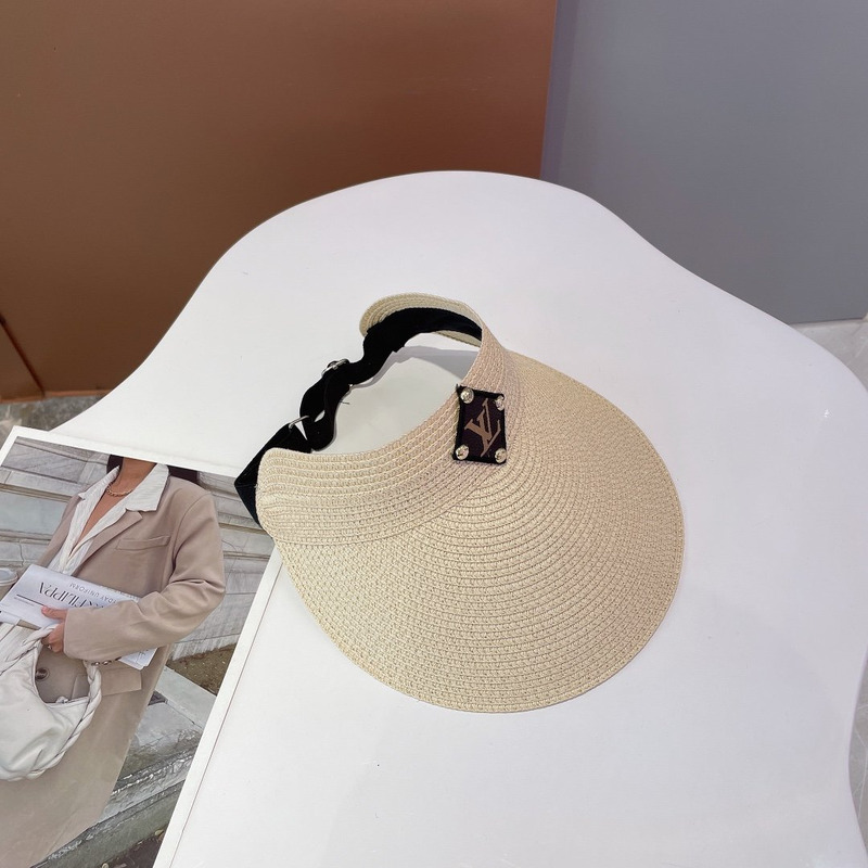 l**is V*t*n leather logo visor hat beige