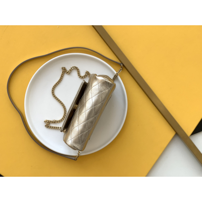 Saint Laurent Nolita Mini Leather Shoulder Bag Champagne Gold