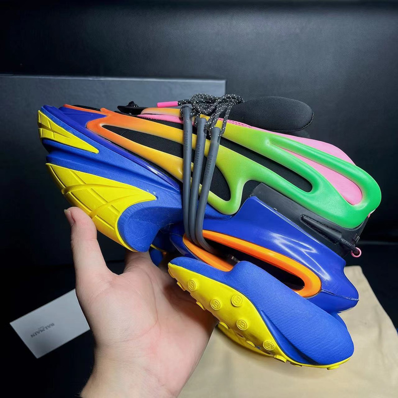 Balmain Neoprene and Leather Unicorn Low-Top Sneakers Multicolor