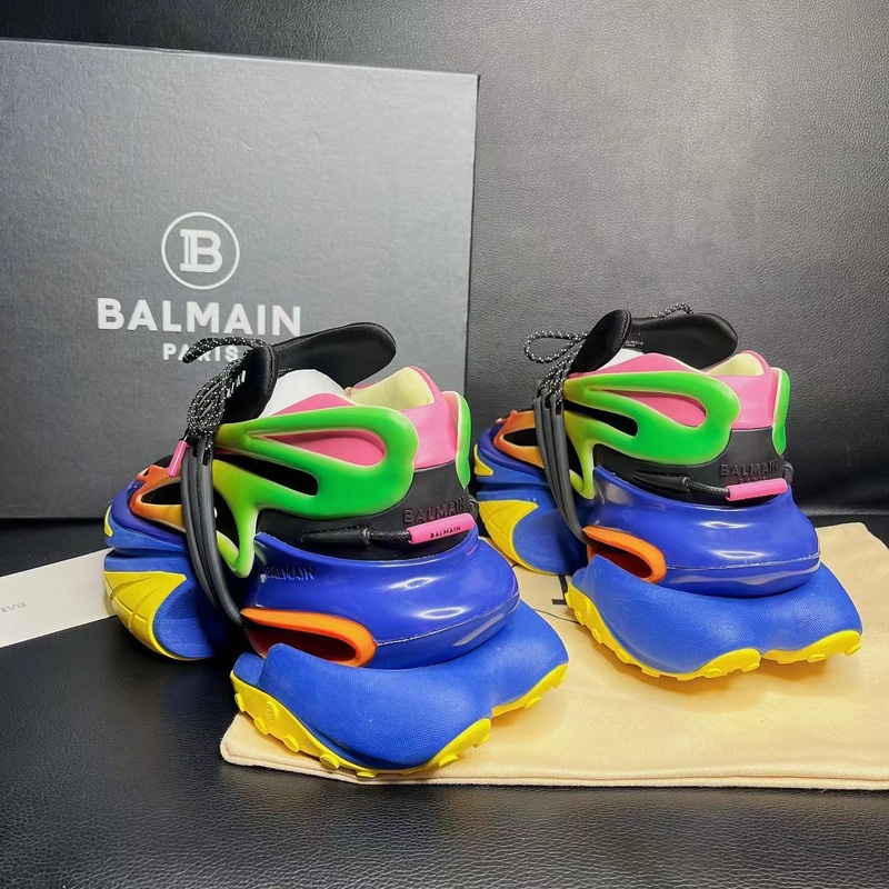 Balmain Neoprene and Leather Unicorn Low-Top Sneakers Multicolor