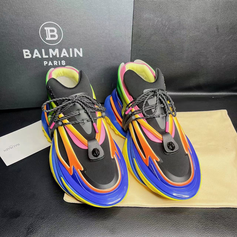 Balmain Neoprene and Leather Unicorn Low-Top Sneakers Multicolor