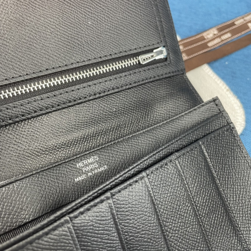 H**mes bearn soufflet epsom leather graphite wallet black