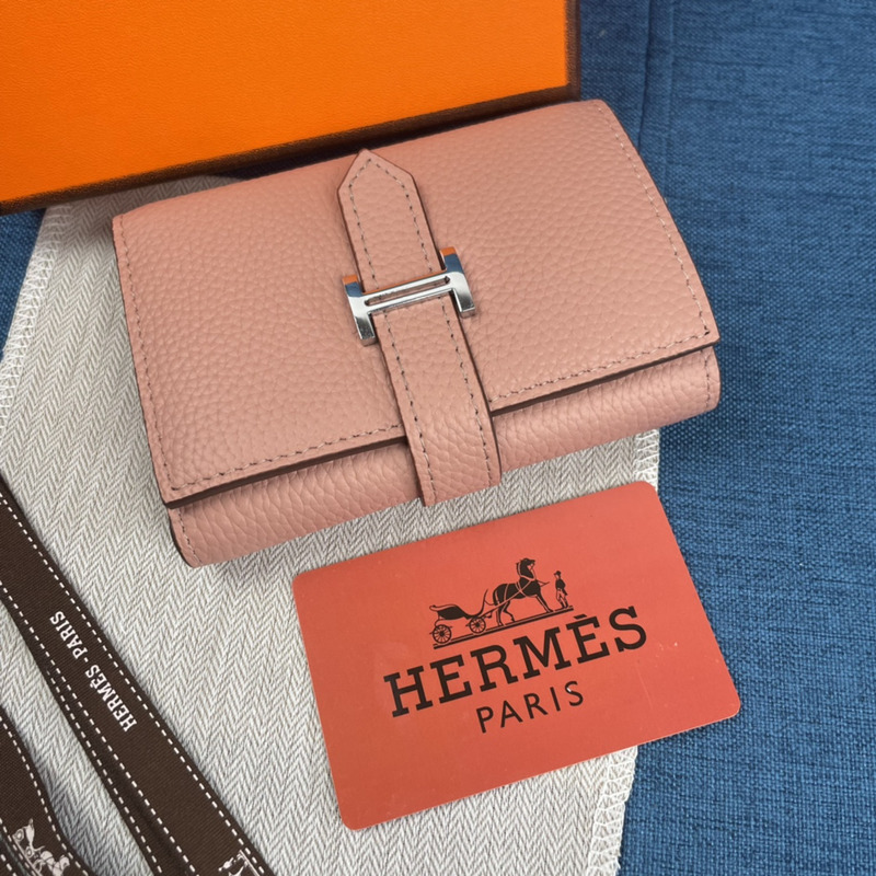 H**mes bearn compact wallet with palladium-plated