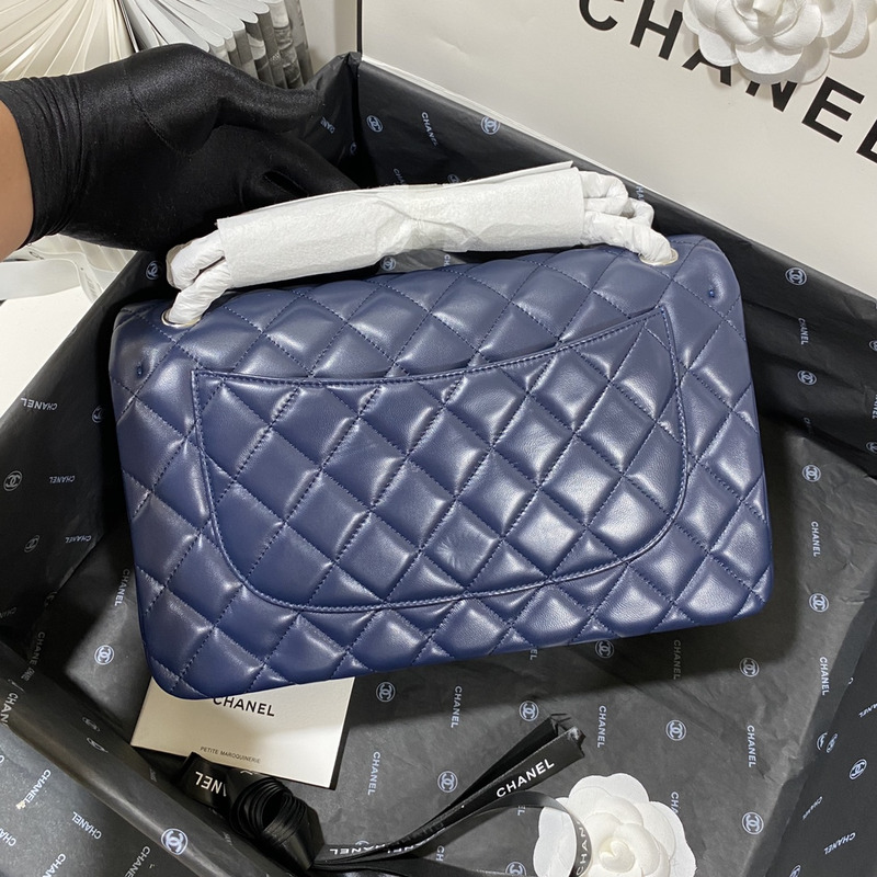 Ch*el  21s Ch*el blue classic flap medium cf25 dark blue