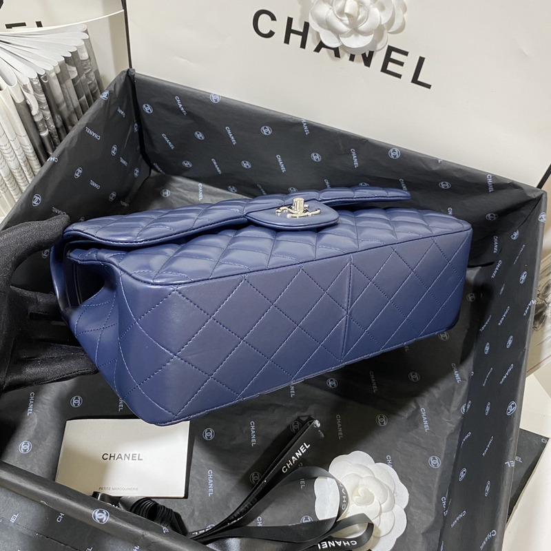 Ch*el  21s Ch*el blue classic flap medium cf25 dark blue