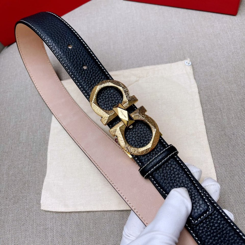Ferragamo Reversible and Adjustable Gancini Belt Gold Black&Gold