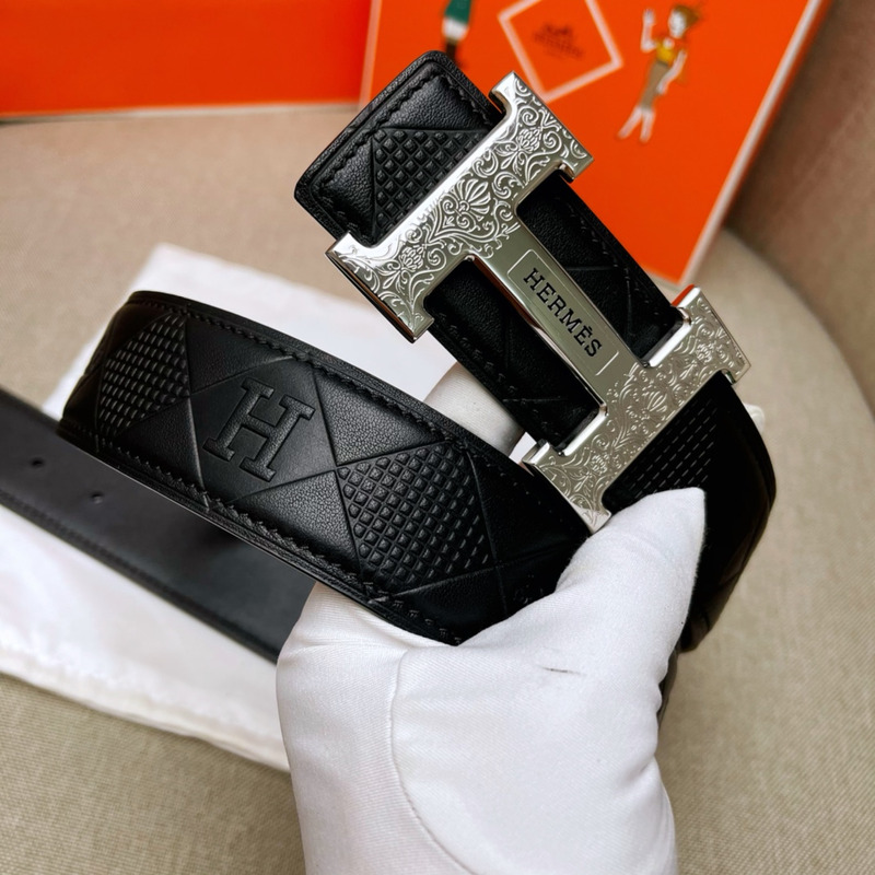 H**mes constance touareg belt buckle & reversible leather silver