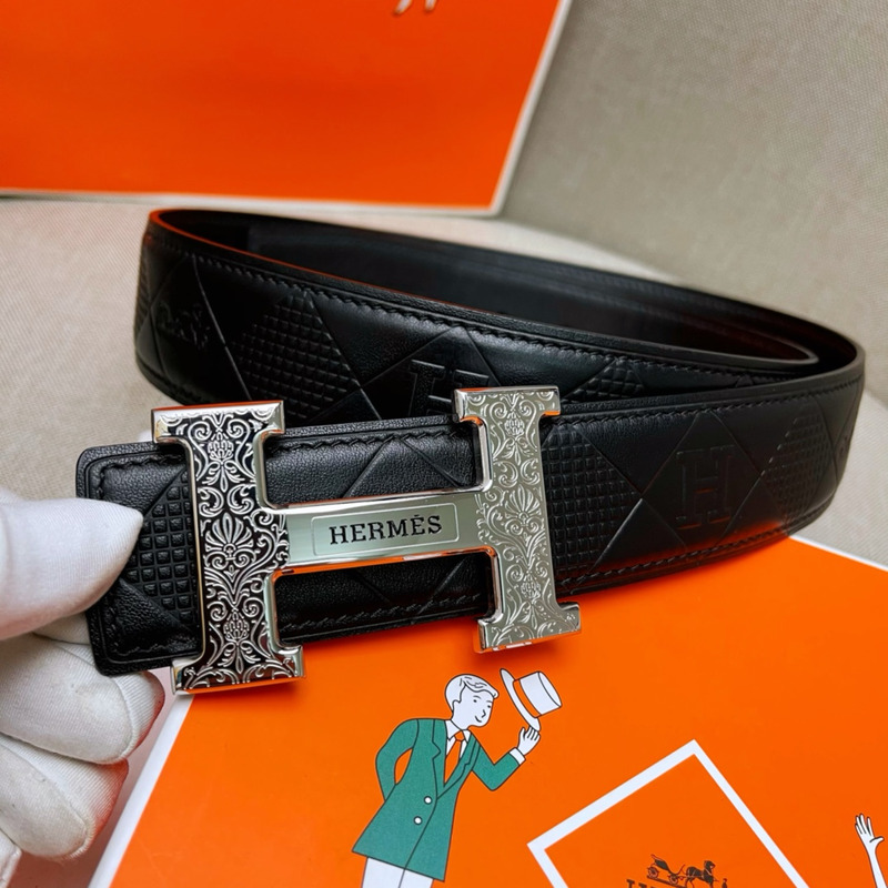 H**mes constance touareg belt buckle & reversible leather silver