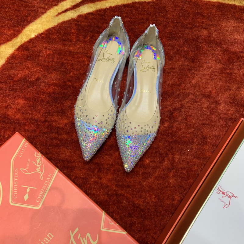 Ch**an louboutin degrastrass embellished ballet flats sliver