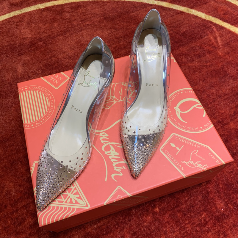 Ch**an louboutin follies strass embellished mesh pumps 8.5cm gold