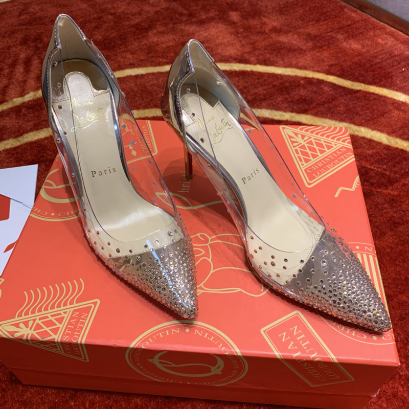 Ch**an louboutin follies strass embellished mesh pumps 10cm gold