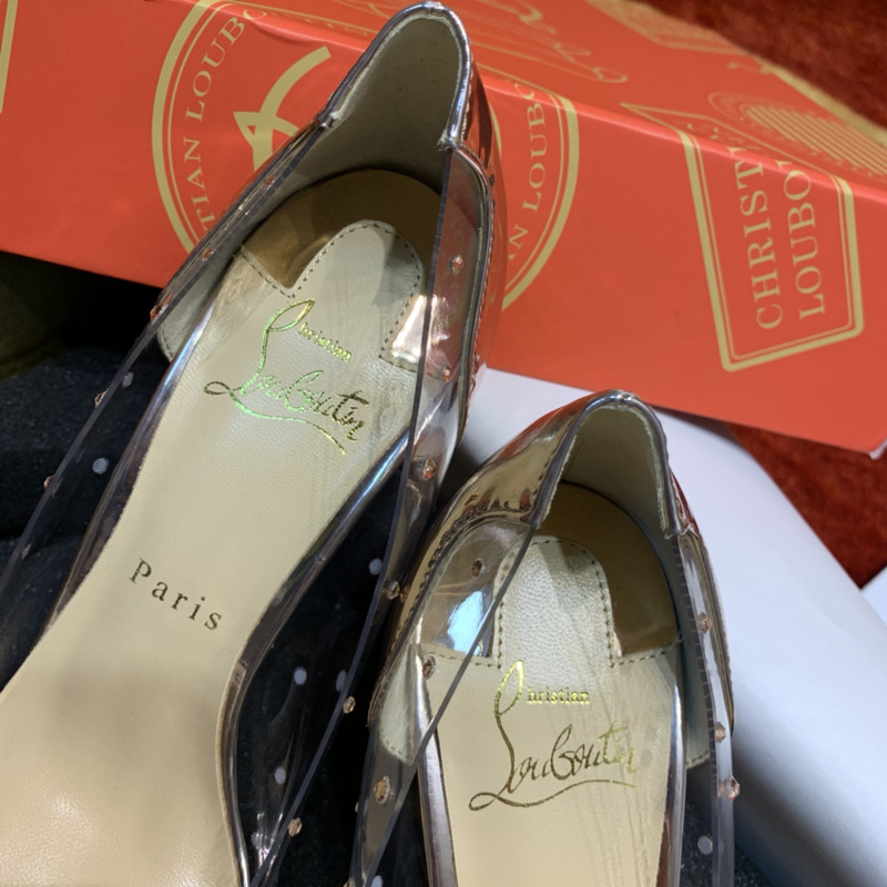 Ch**an louboutin follies strass embellished mesh pumps 10cm gold