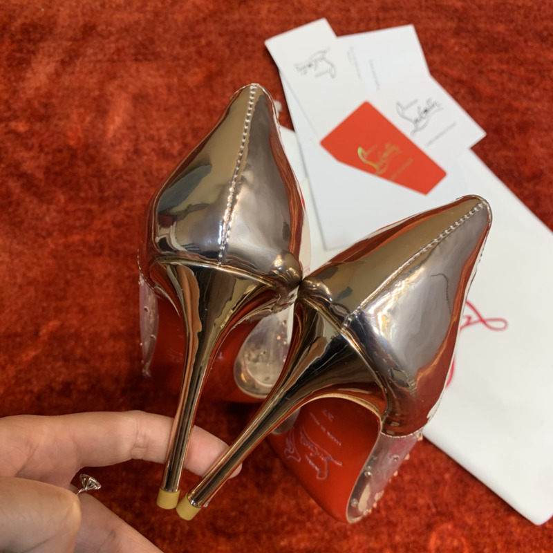 Ch**an louboutin follies strass embellished mesh pumps 10cm gold