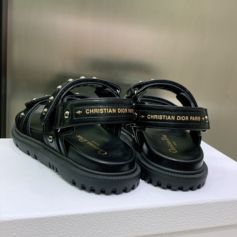D*or black lambskin and silver-finish rivets D*oract sandal