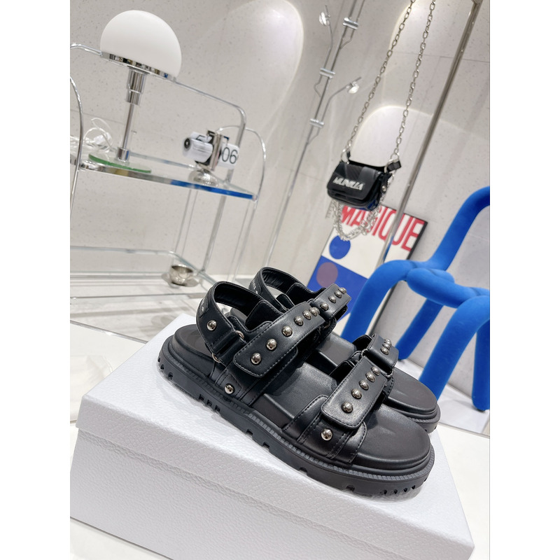 D*or act sandal with lambskin and black-finish rivets in black