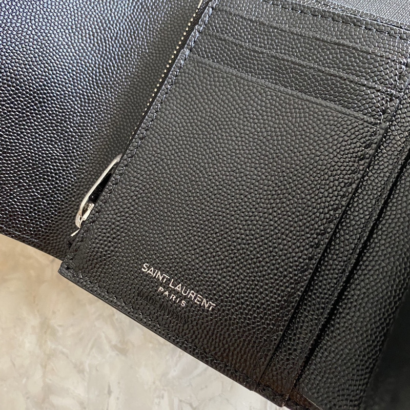 Saint Laurent Quilted Small Envelope Wallet in Grait De Poudre Emobossed Leather
