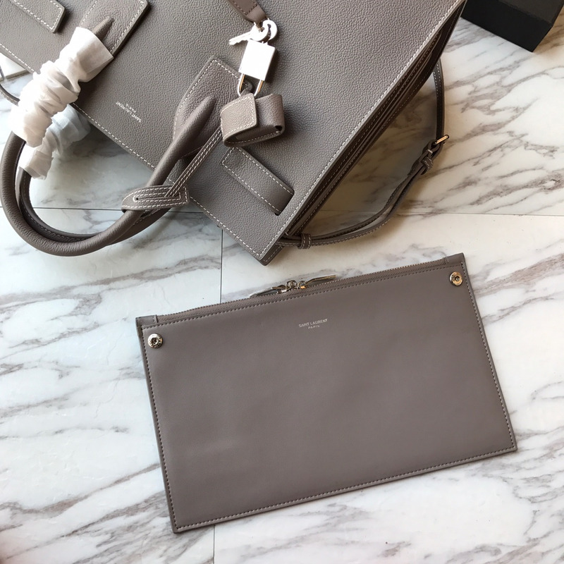 saint laurent new sac de jour Di*m*nd pattern white line organ bag series handbag gray