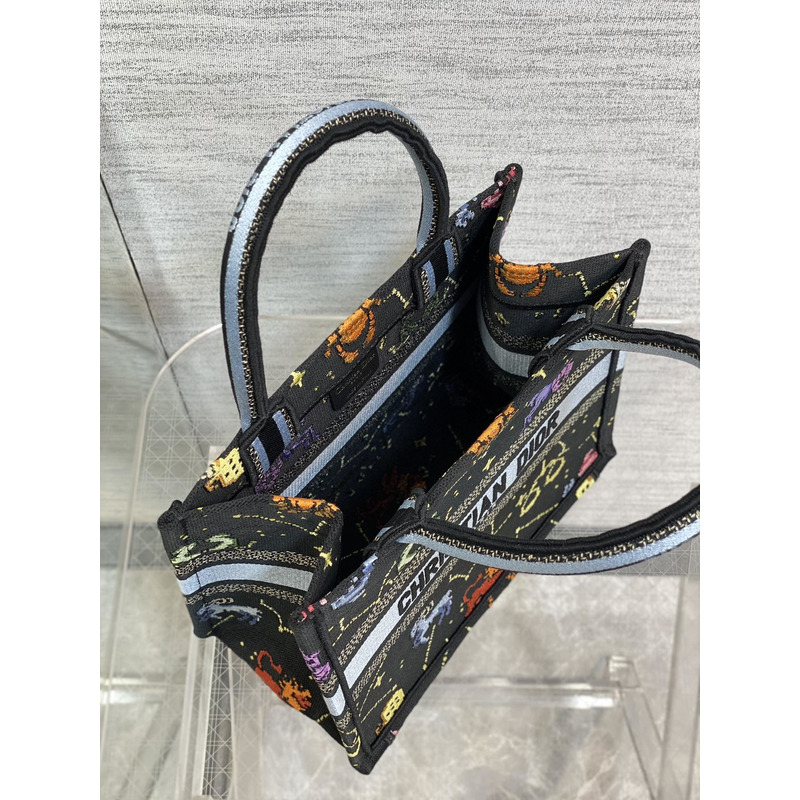 D*or medium lady d-lite bag pixel zodiac embroidery black multicolor