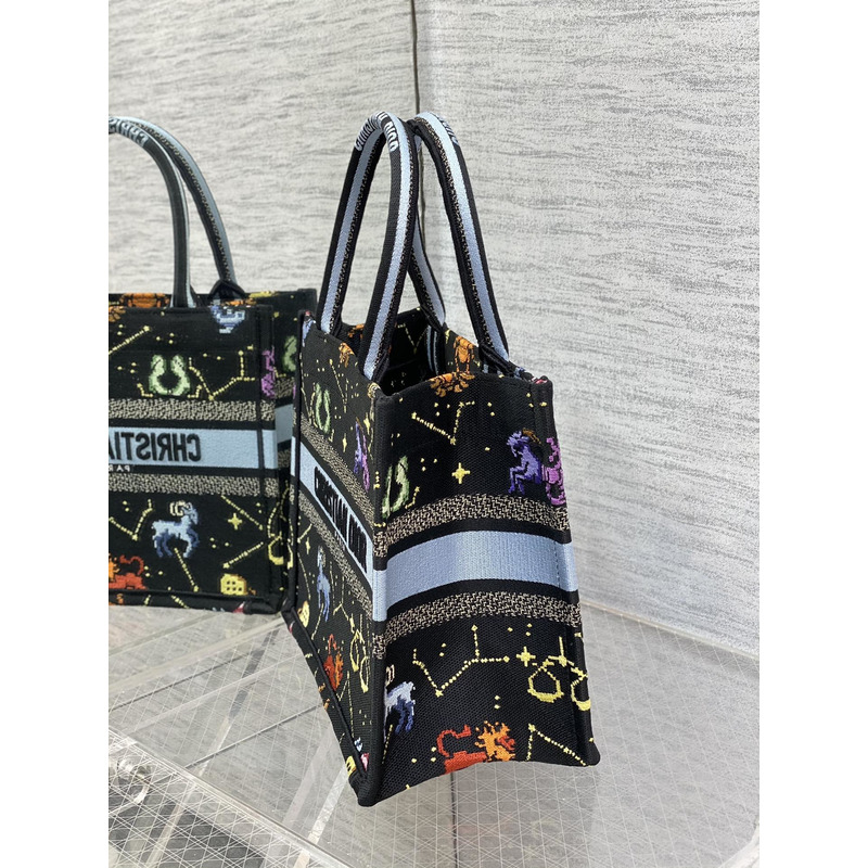D*or medium lady d-lite bag pixel zodiac embroidery black multicolor