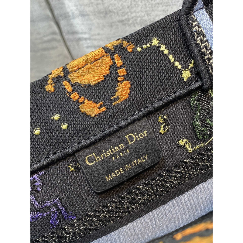 D*or medium lady d-lite bag pixel zodiac embroidery black multicolor