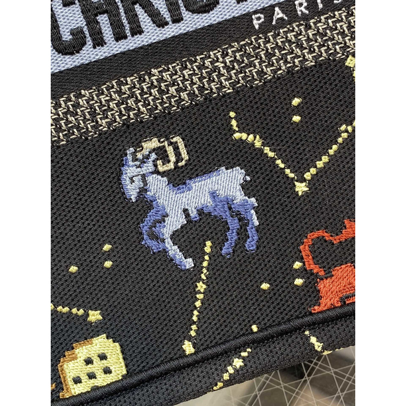 D*or medium lady d-lite bag pixel zodiac embroidery black multicolor