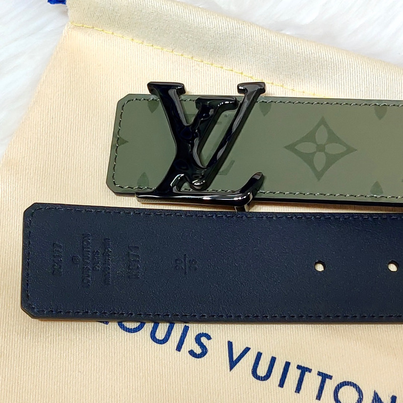 l**is V*t*n black lv lock leather belt green