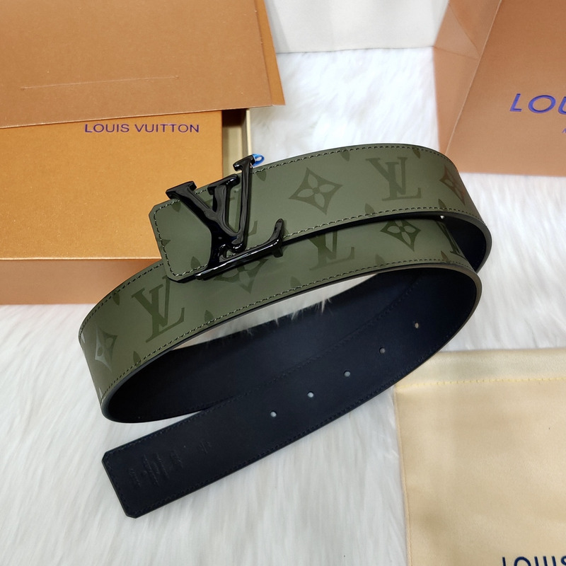 l**is V*t*n black lv lock leather belt green