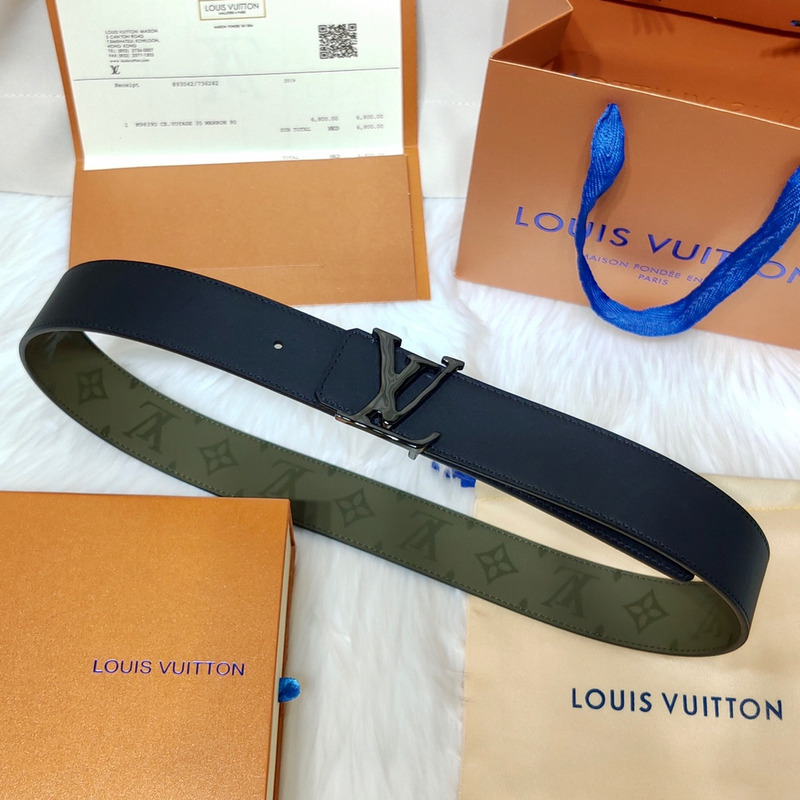 l**is V*t*n black lv lock leather belt green