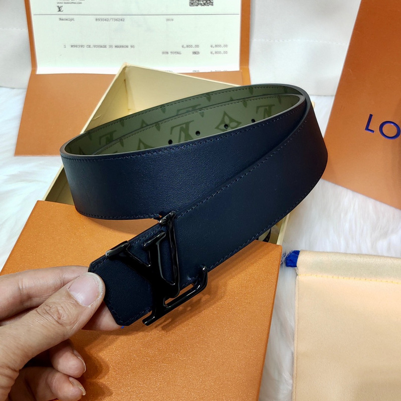 l**is V*t*n black lv lock leather belt green