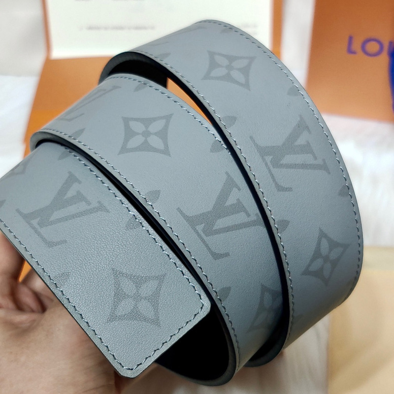l**is V*t*n white lv lock leather belt grey