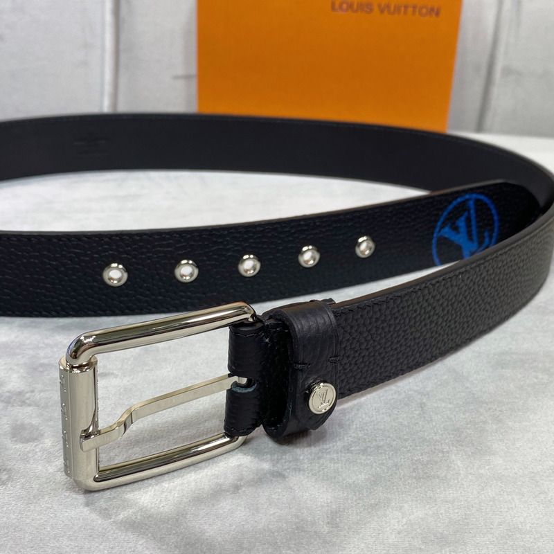 l**is V*t*n silver-tone 35mm belt with blue logo black