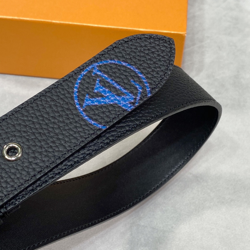 l**is V*t*n vendome copper-tone lock 35mm belt with blue logo black