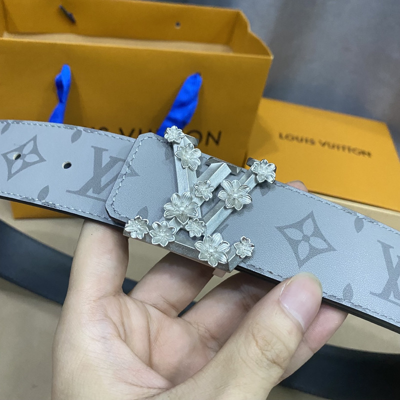 LV PYRAMIDE BLUE FLOWER 40MM REVERSIBLE BLUE BELT