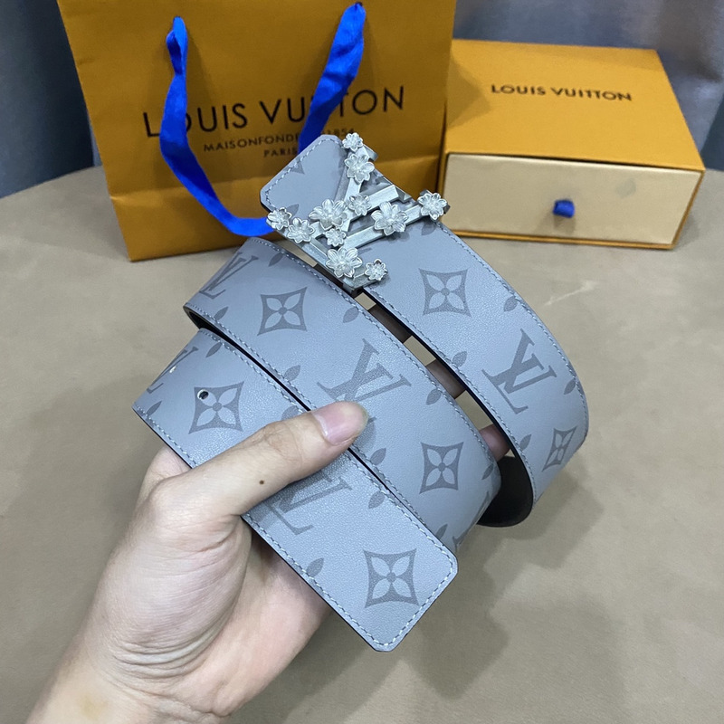 LV PYRAMIDE BLUE FLOWER 40MM REVERSIBLE BLUE BELT