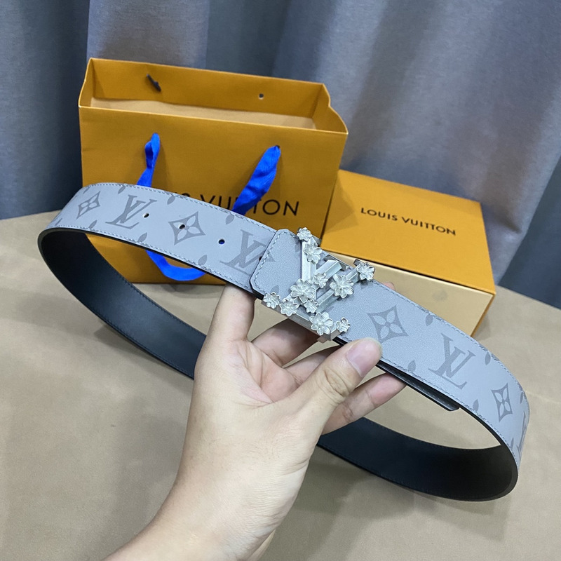 LV PYRAMIDE BLUE FLOWER 40MM REVERSIBLE BLUE BELT