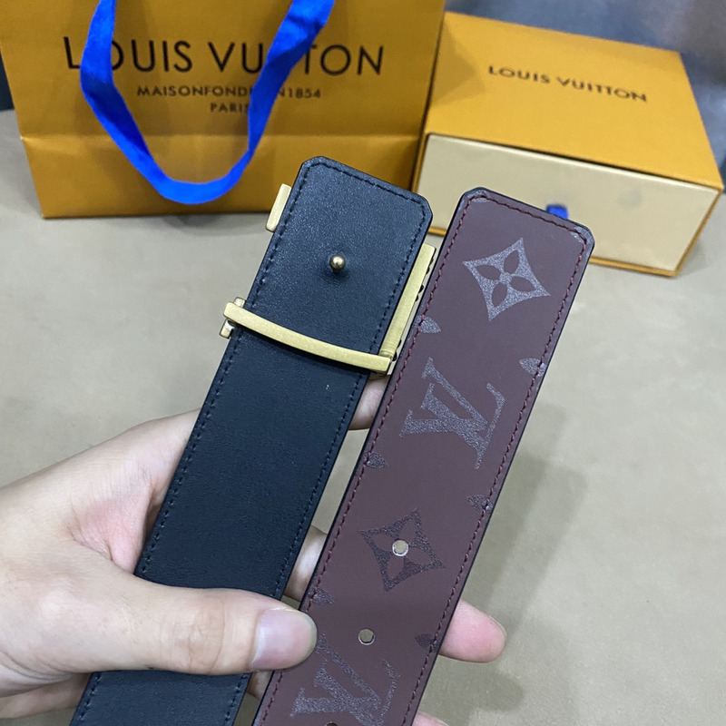 LV PYRAMIDE BLACK FLOWER 40MM REVERSIBLE BROWN BELT