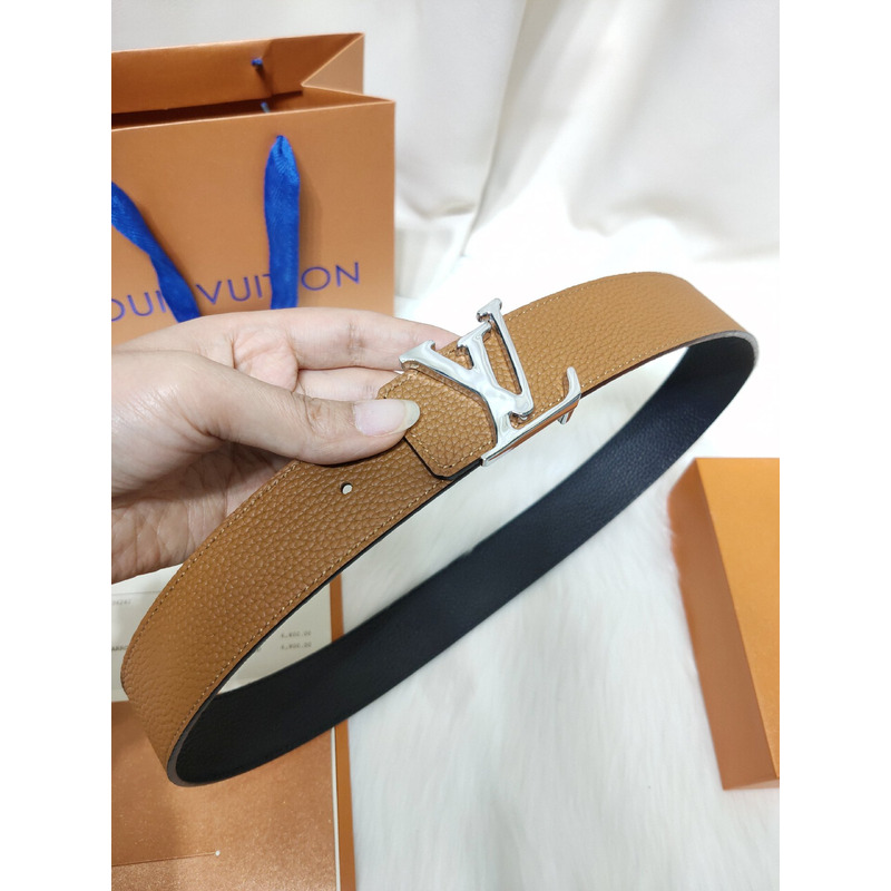 LV INITIALES 40MM KHAKI LEATHER SILVER LV