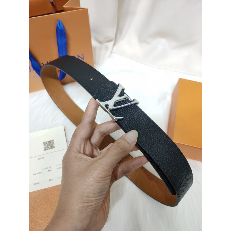 LV INITIALES 40MM KHAKI LEATHER SILVER LV