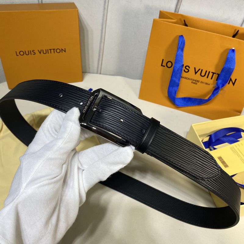l**is V*t*n black stripe leather belt