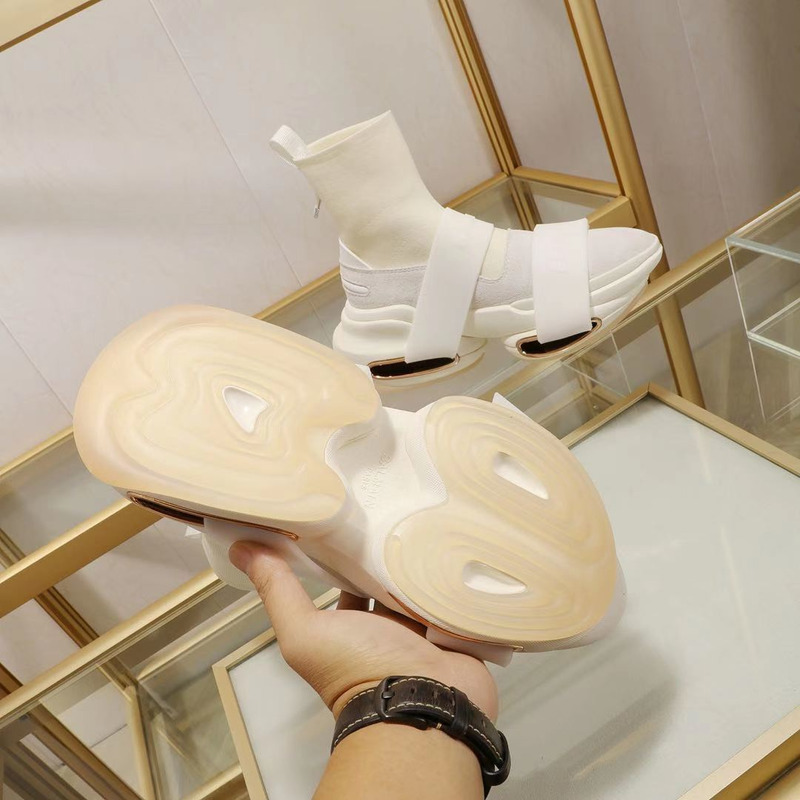 Balmain B-Bold High-Top Sneaker with Straps White