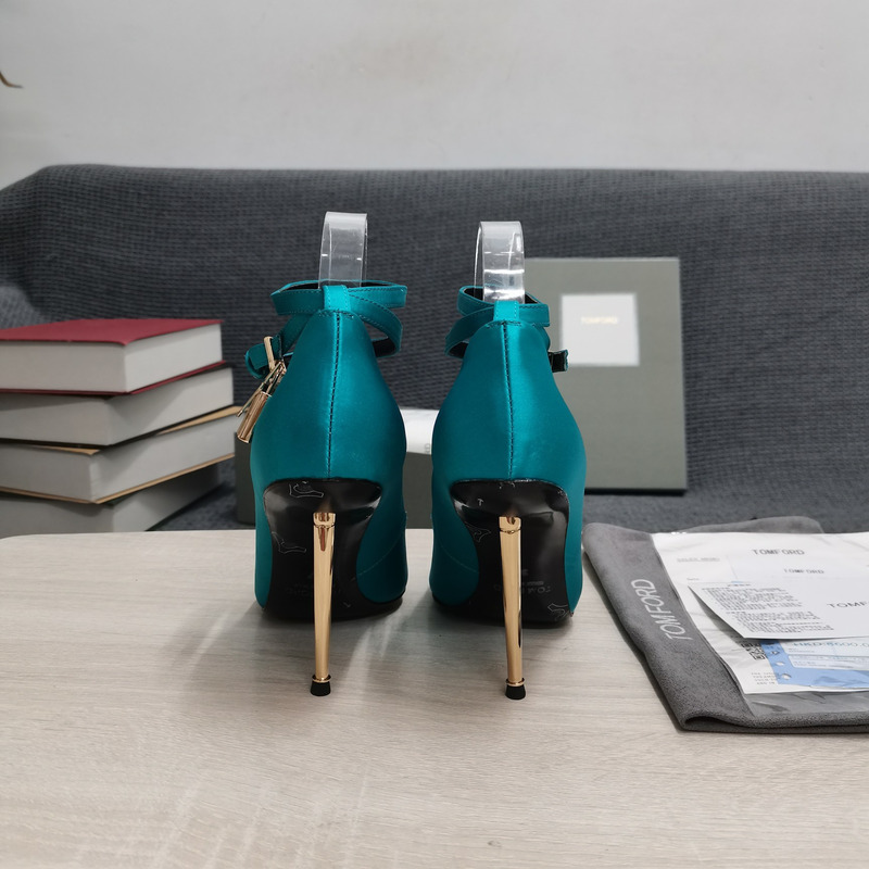 Tom Ford Padlock leather pumps in Turquoise