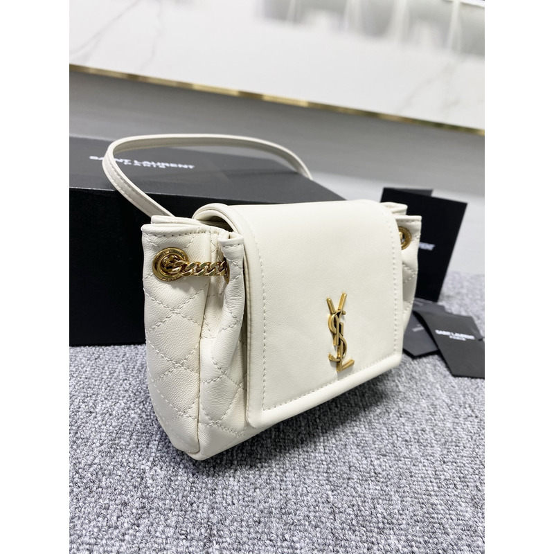 Saint Laurent Nolita Mini Leather Shoulder Bag White
