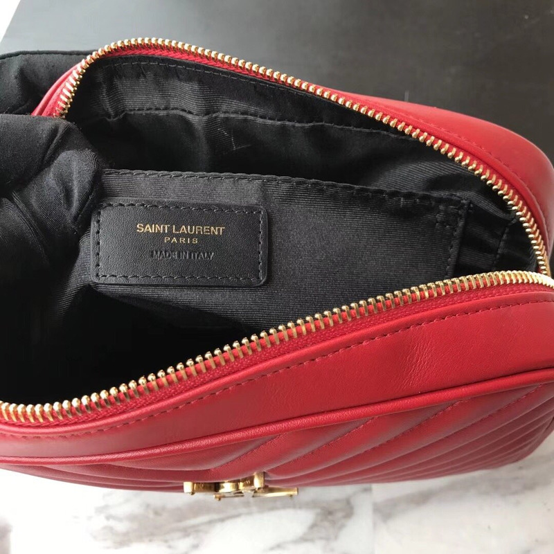 Saint Laurent Lou Camera Bag In Quilted Leather Red