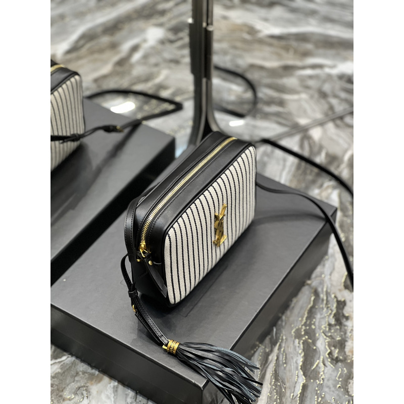 Saint Laurent LOU Camera Bag In Canvas And Smooth Leather