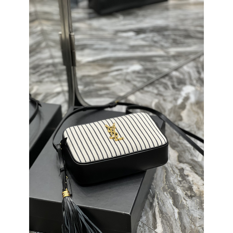 Saint Laurent LOU Camera Bag In Canvas And Smooth Leather