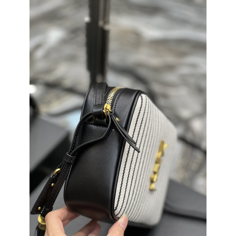 Saint Laurent LOU Camera Bag In Canvas And Smooth Leather