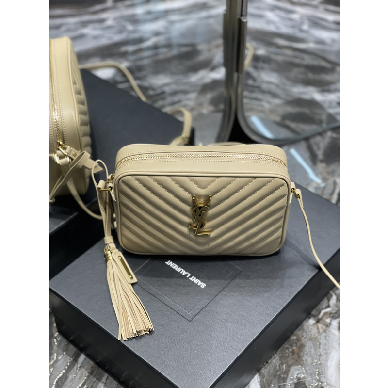Saint Laurent Lou Monogram Calf Crossbody Bag Beige