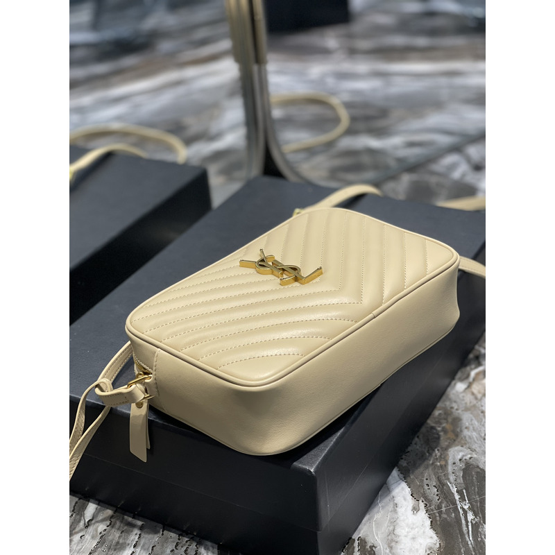 Saint Laurent Lou Monogram Calf Crossbody Bag Beige