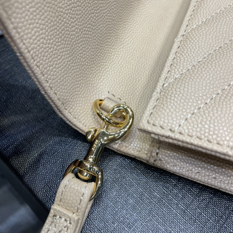 Saint Laurent Flap Pounch in Grain De Pouder Embossed Leather Beige